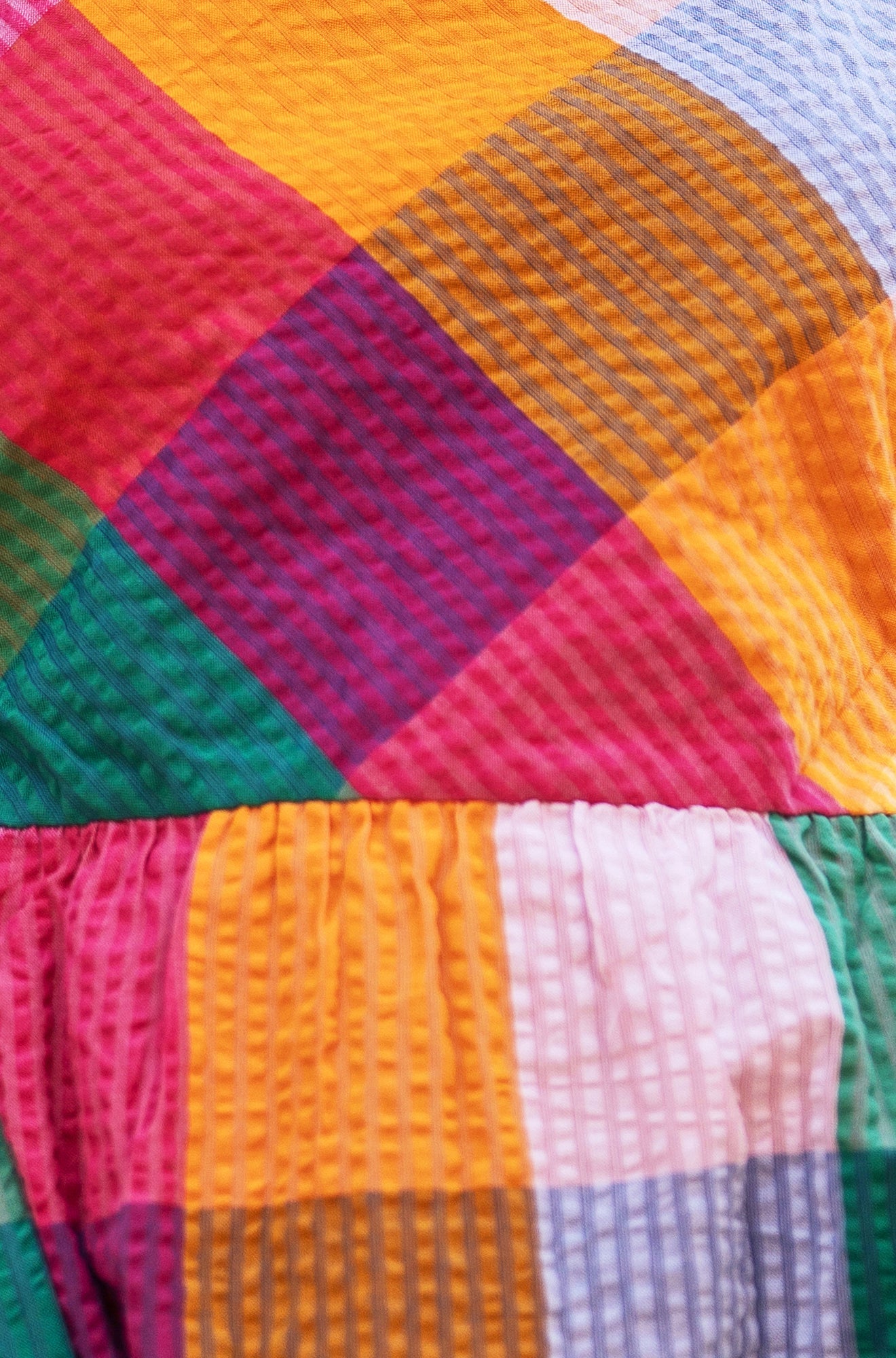 Multicolour Seersucker Cotton Midi Sun Dress