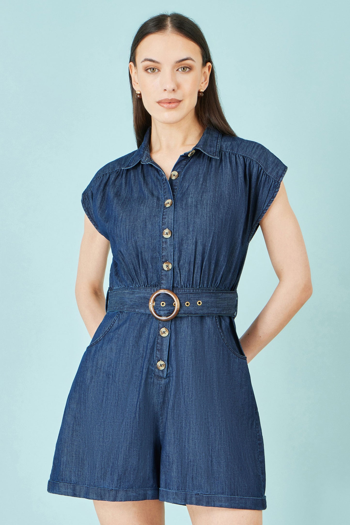 Blue Chambray Cotton Playsuit