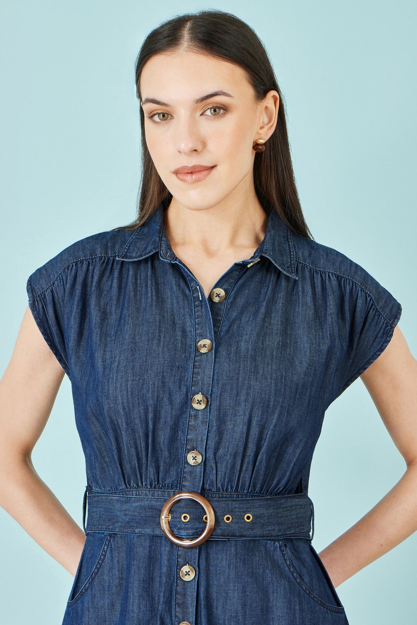 Blue Chambray Cotton Playsuit