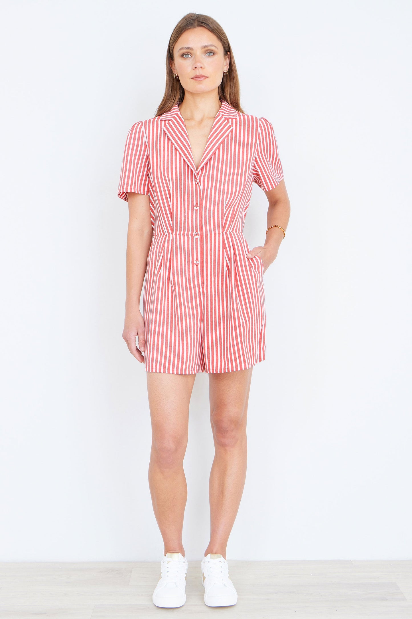 Red Stripe Retro Playsuit