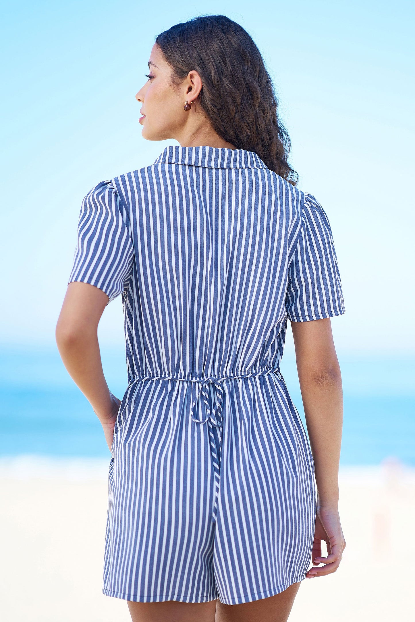 Blue Stripe Retro Playsuit