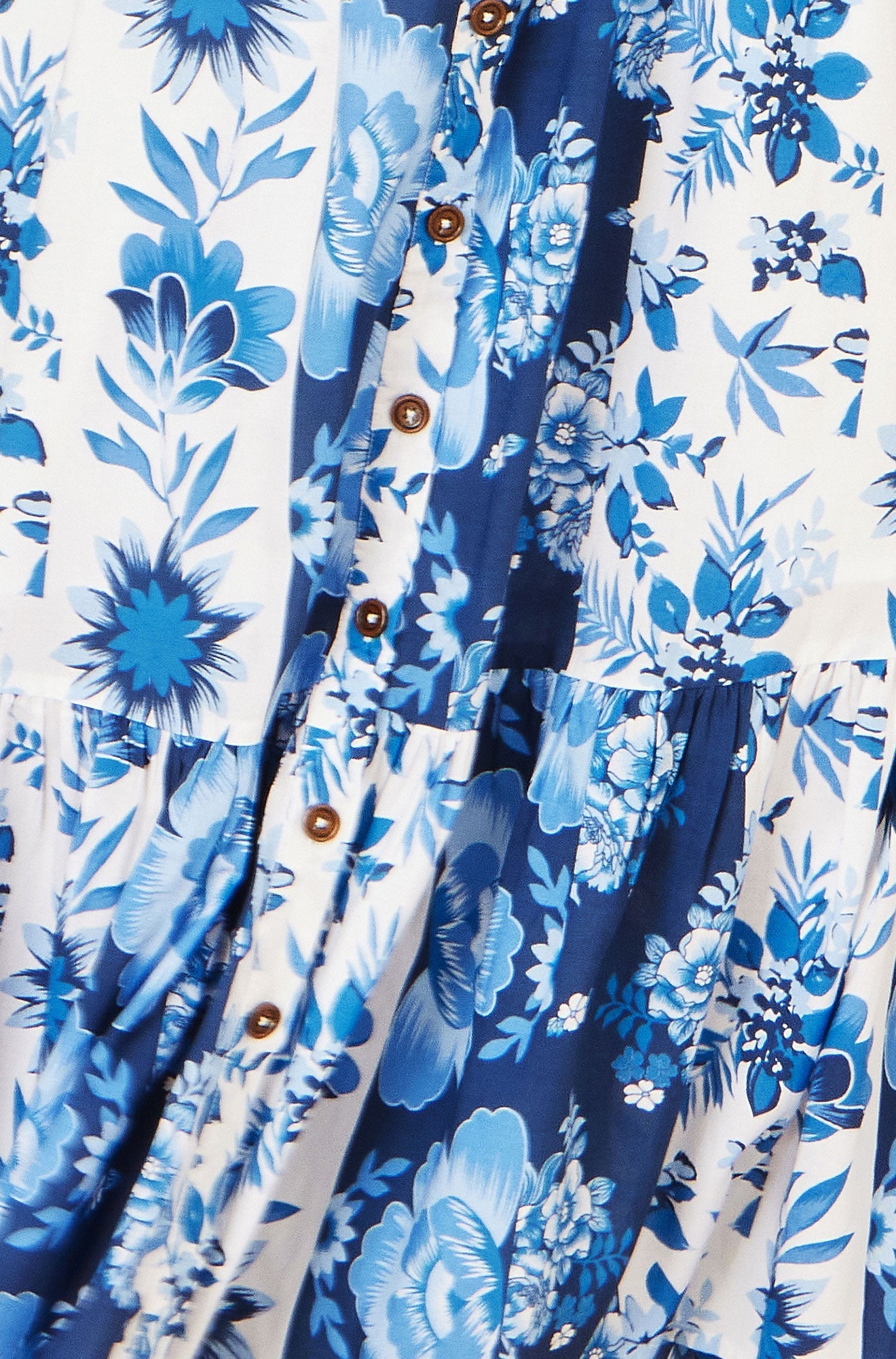 Blue Floral Viscose Midi Shirt Dress With Matching Belt