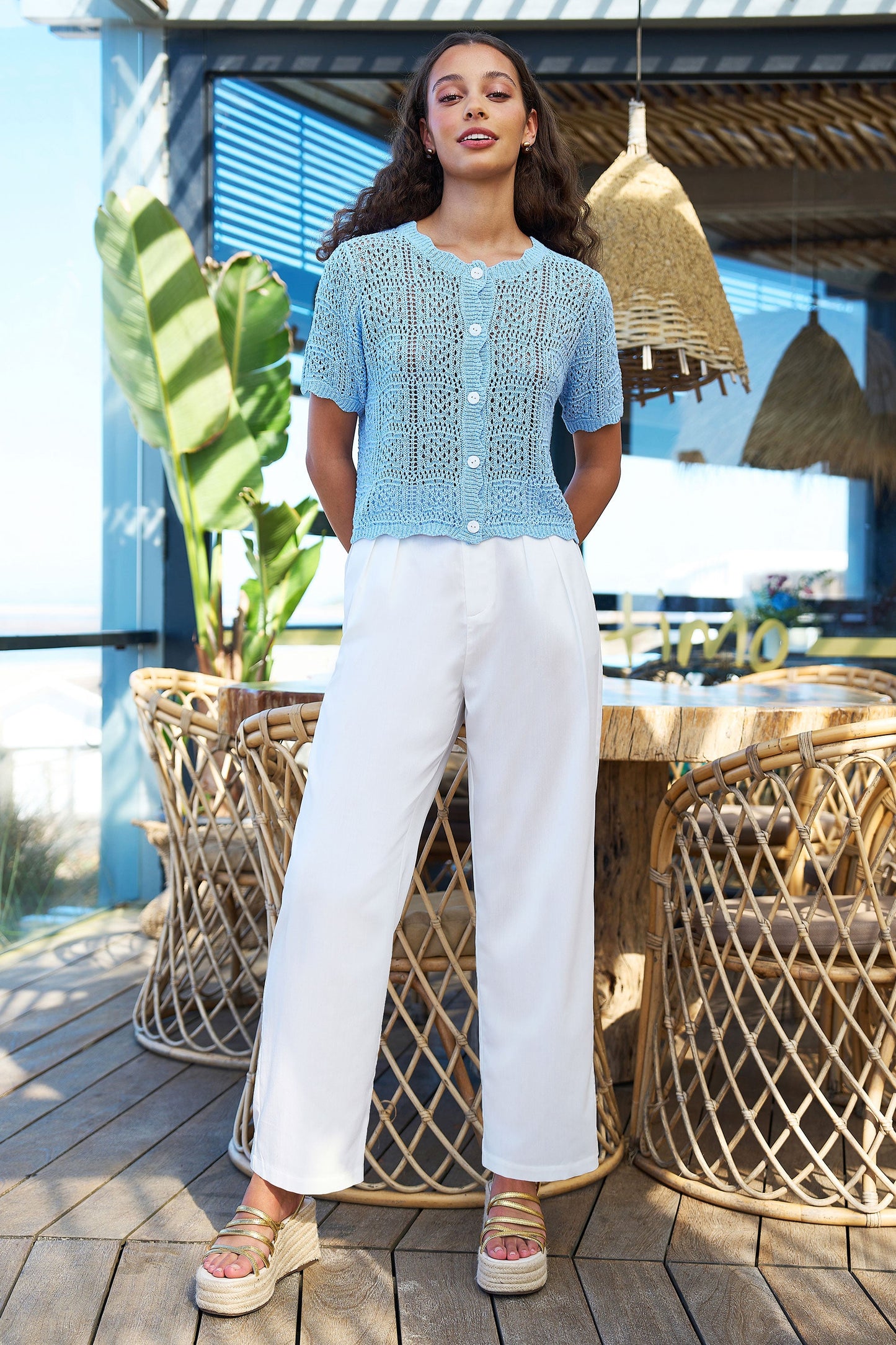 White Wide Leg Trousers