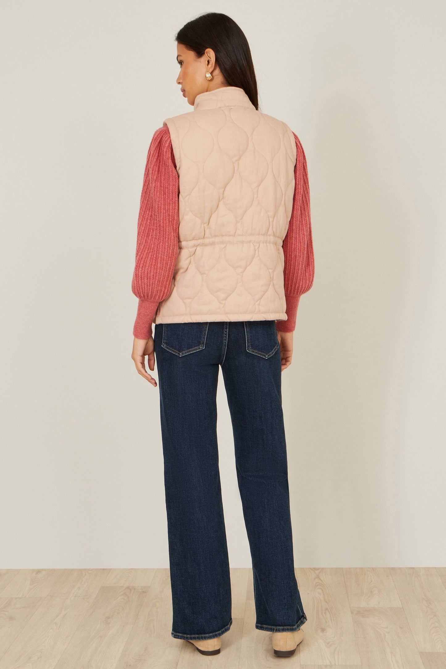 Beige Quilted Utility Gilet
