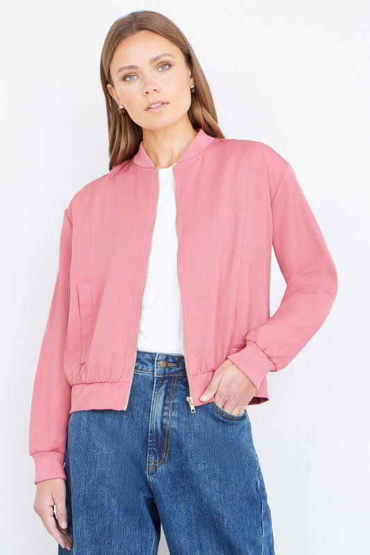 Pink Relaxed Lightweight Bomber Jacket