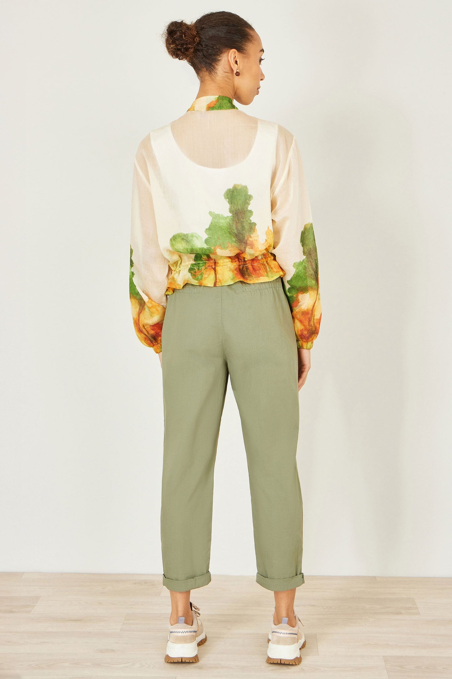 Beige Printed Lightweight Modal Bomber Jacket