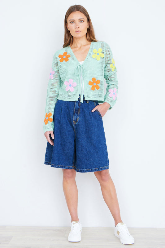 Blue Denim Wide Leg Shorts