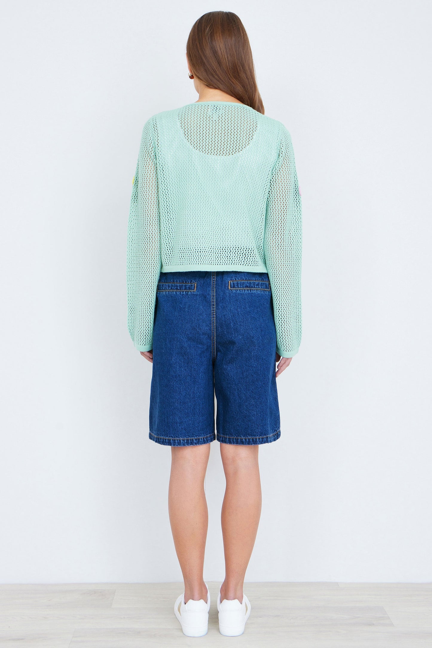Blue Denim Wide Leg Shorts
