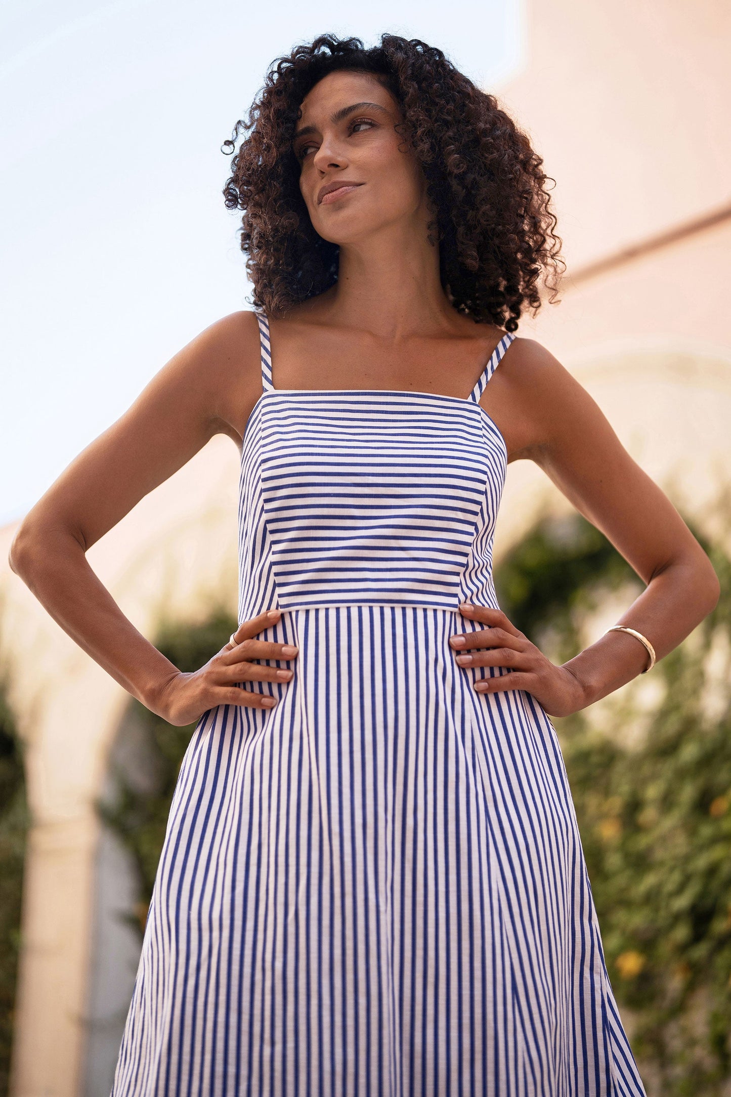 Blue Stripe Cotton Sun Dress