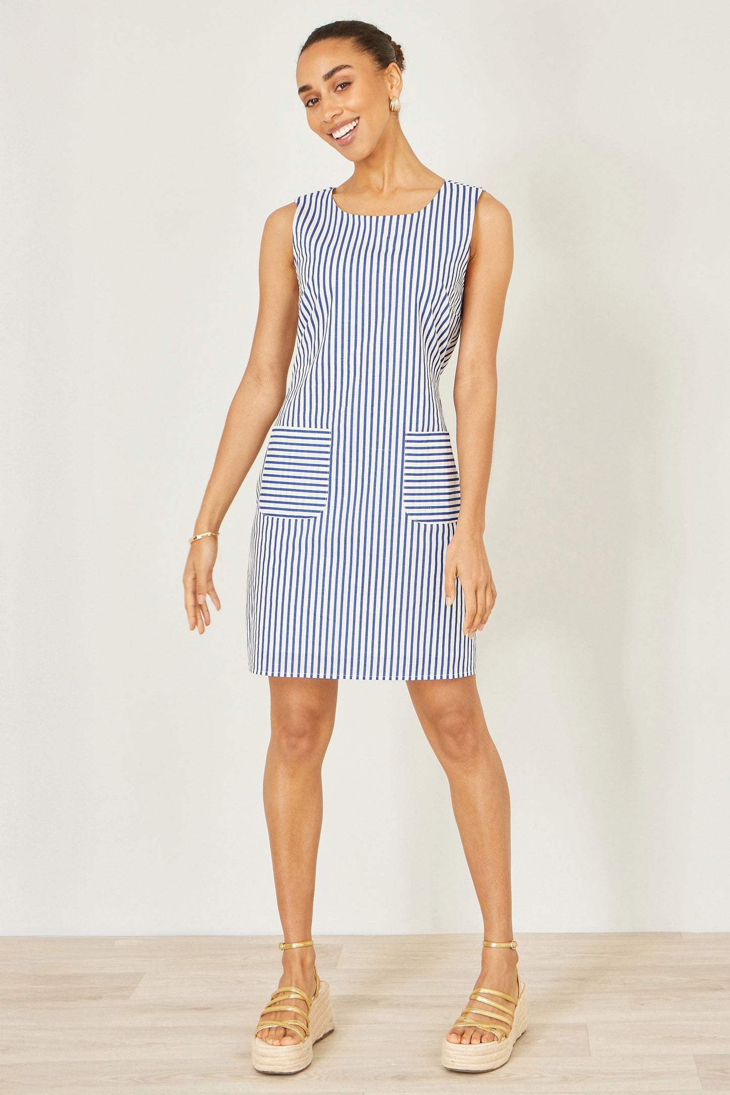 Navy Stripe Cotton Shift Dress