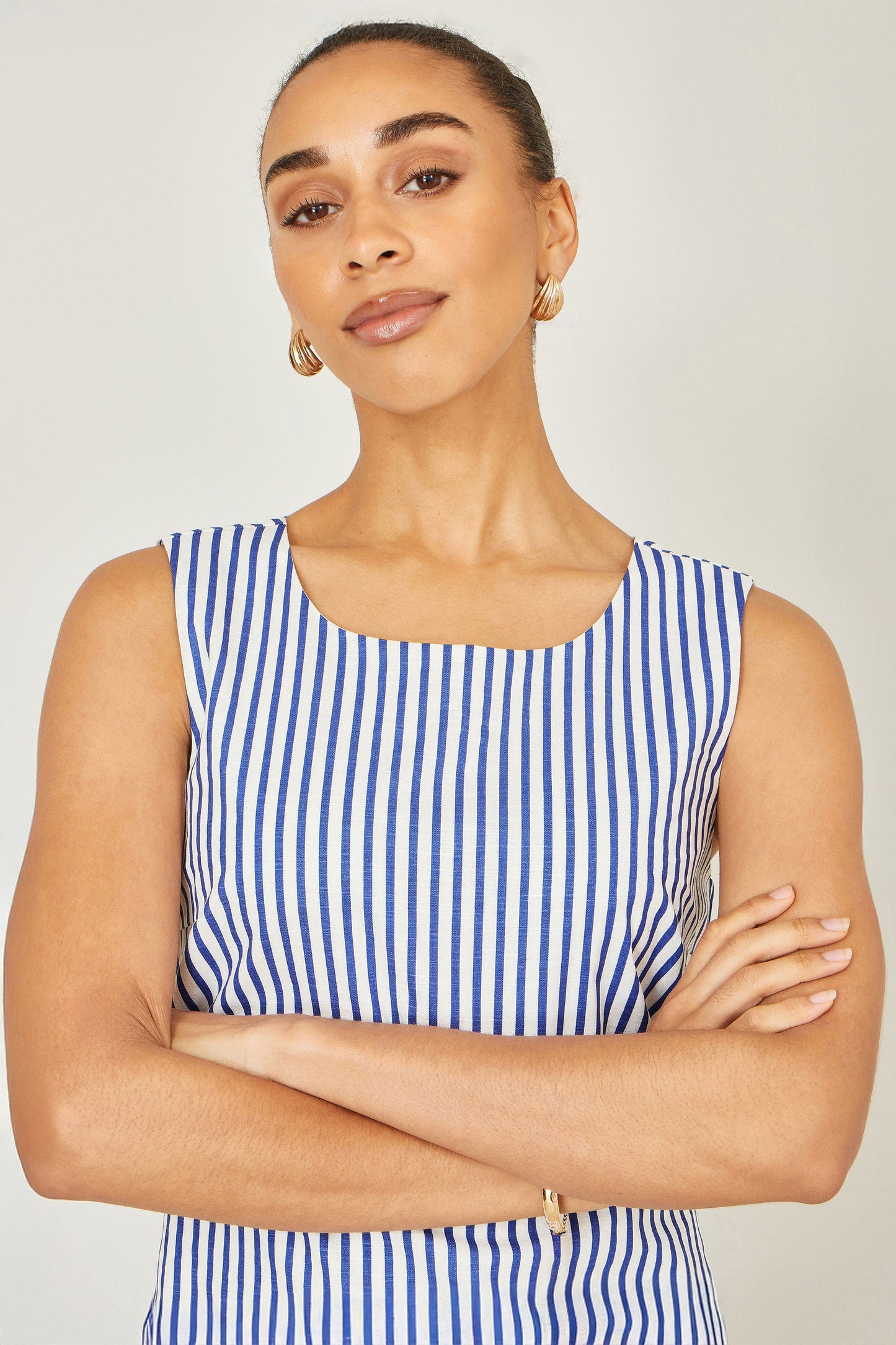 Navy Stripe Cotton Shift Dress
