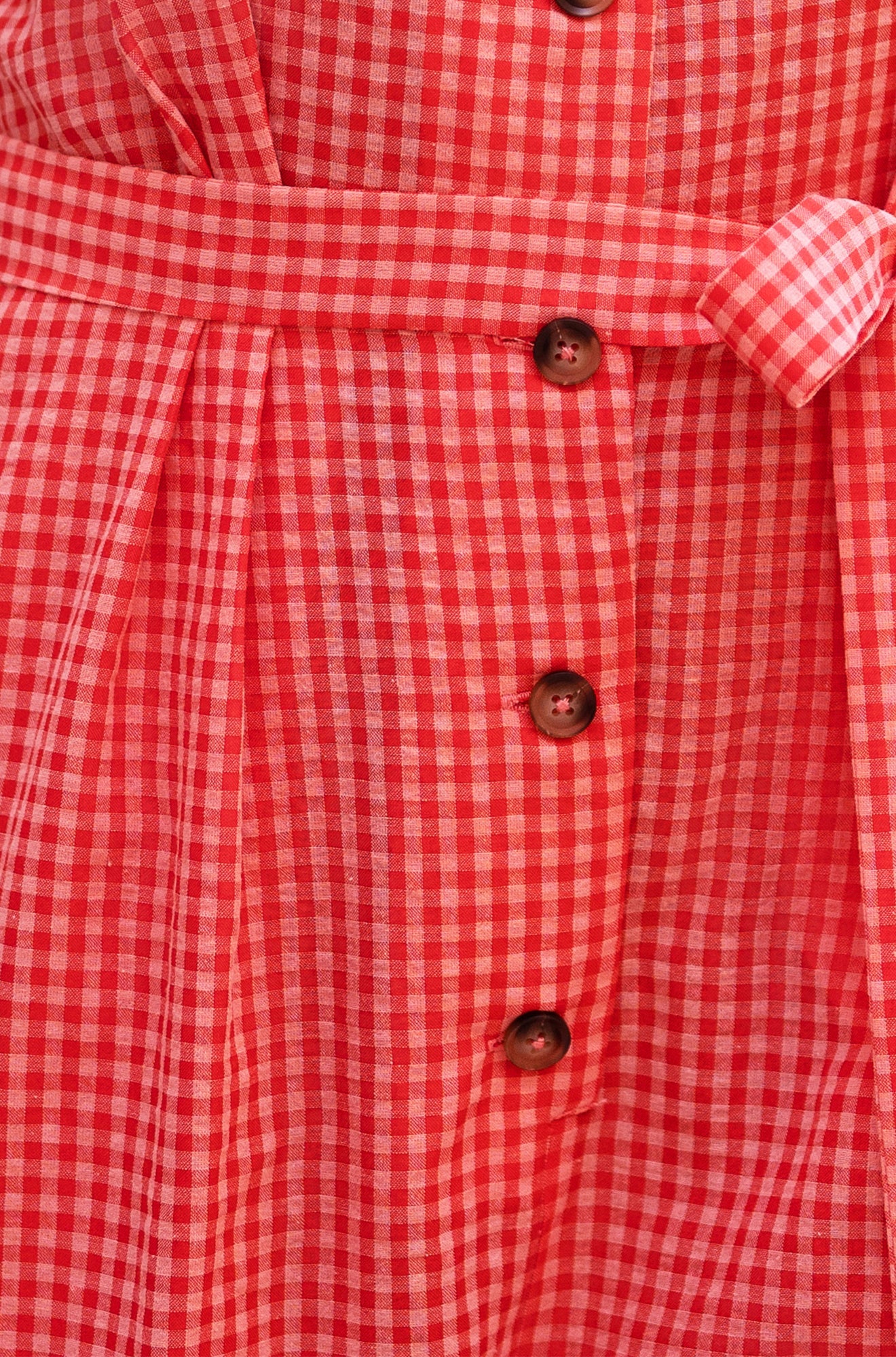 Red Gingham Button Through Jumpsuit