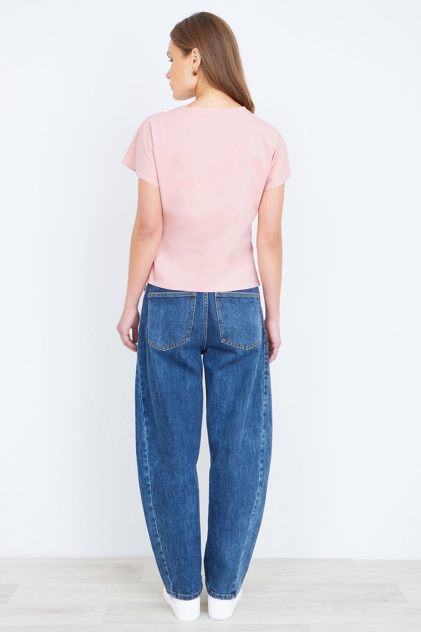 Pink Cotton Jersey Top With Knot Detail
