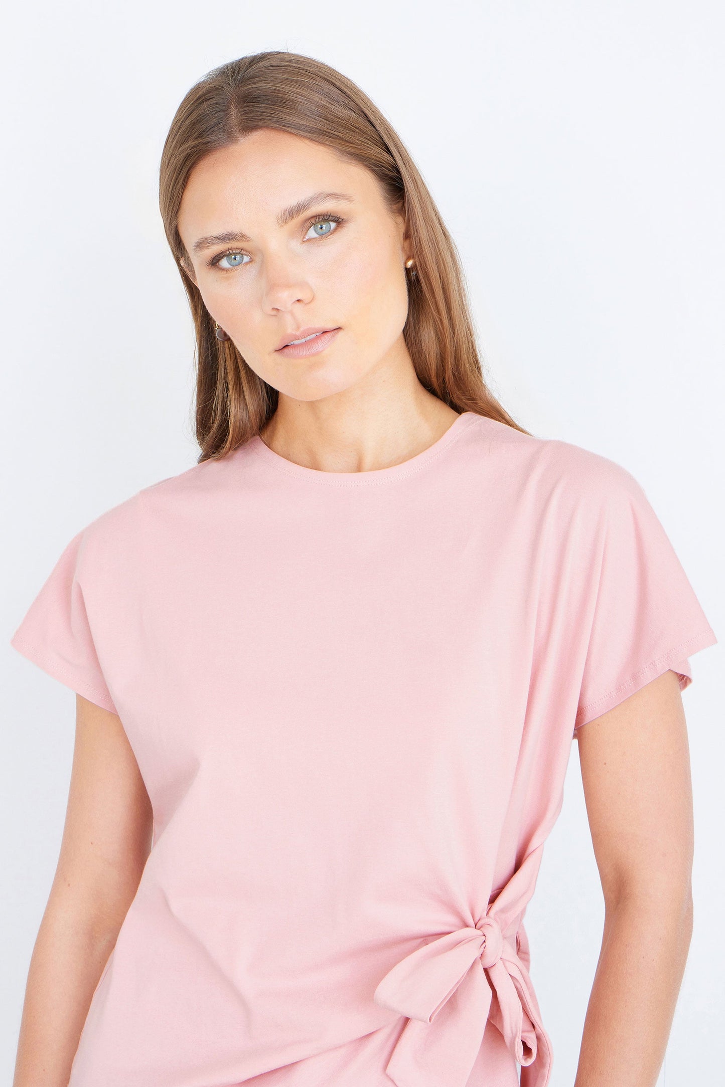 Pink Cotton Jersey Top With Knot Detail