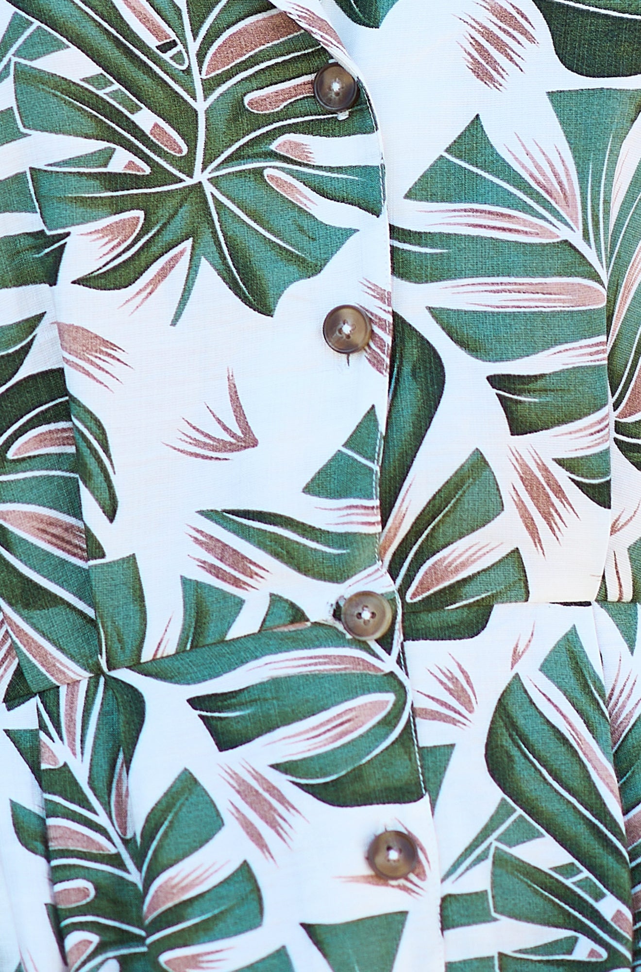 Green Viscose Leaf Print Retro Playsuit
