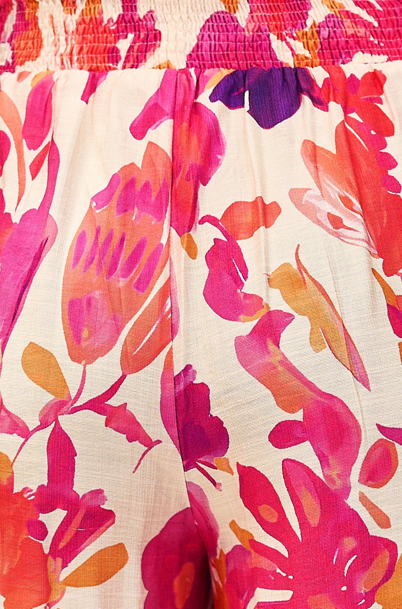 Pink Abstract Floral Wide Leg Trousers
