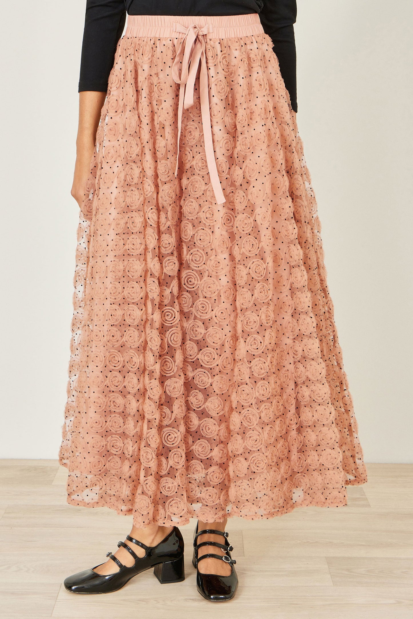 Blush Pink Spot And Rose Tulle Skirt