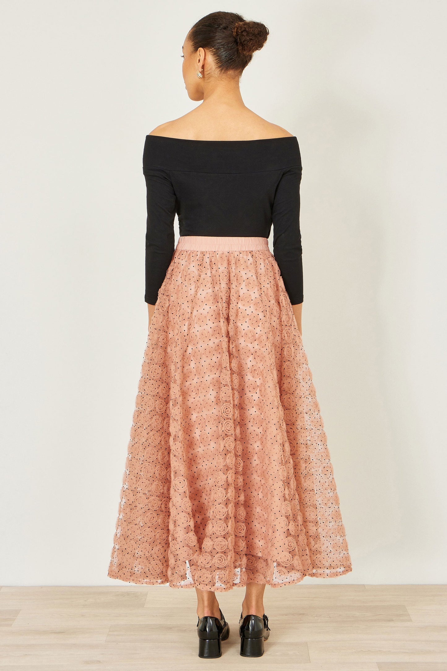 Blush Pink Spot And Rose Tulle Skirt