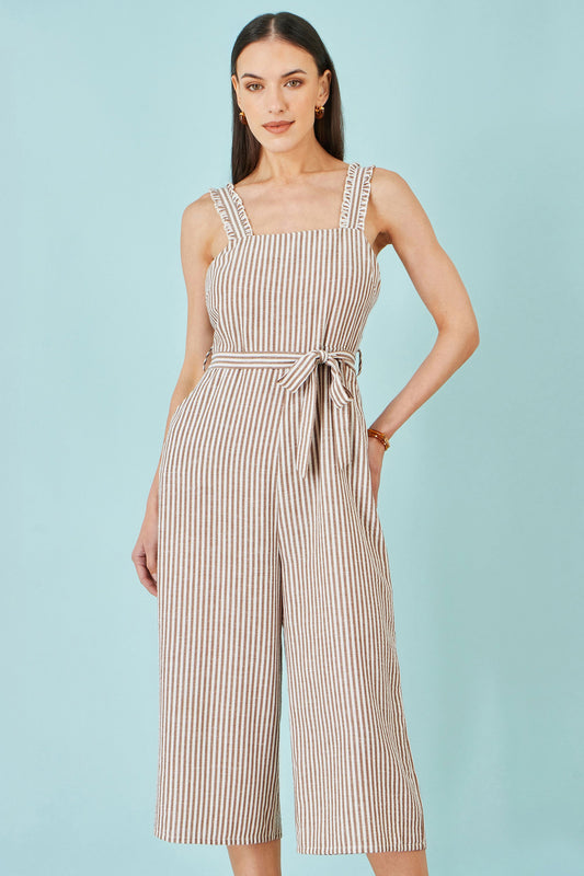 Brown Stripe Strappy Jumpsuit