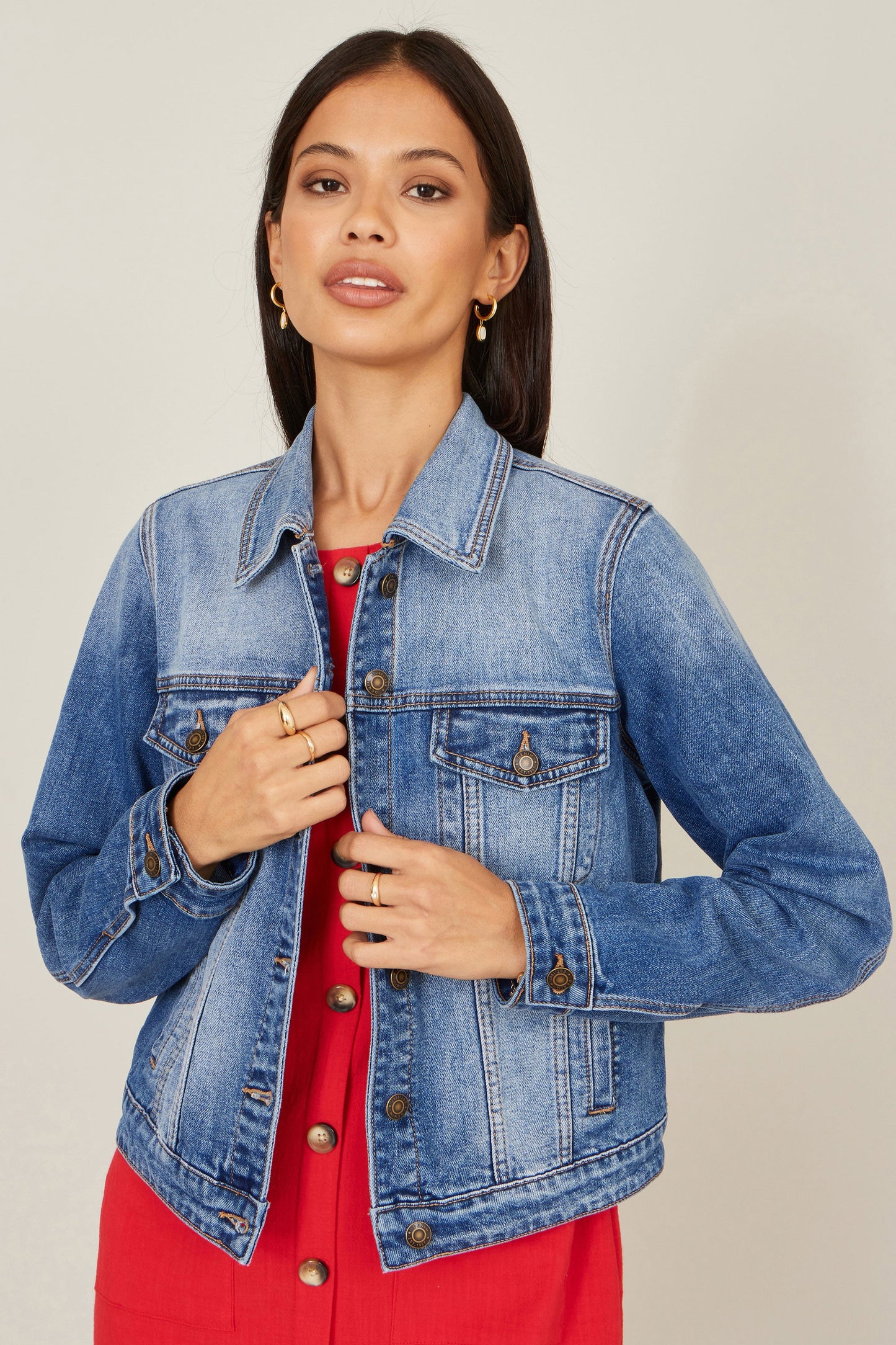Blue Stretch Washed Denim Jacket