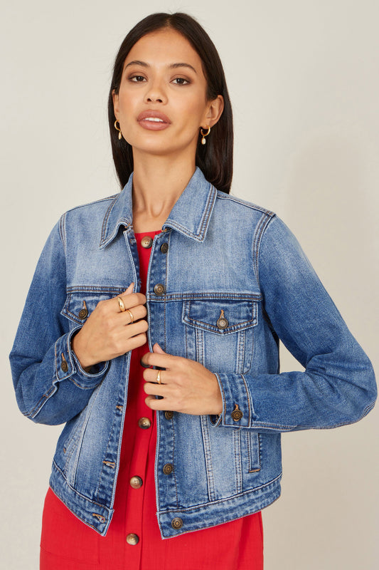 Blue Stretch Washed Denim Jacket