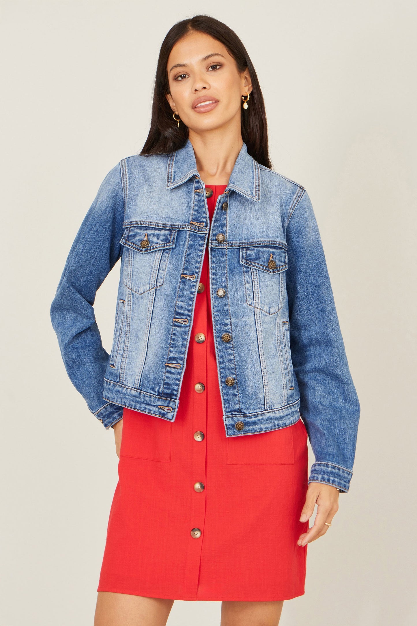 Blue Stretch Washed Denim Jacket