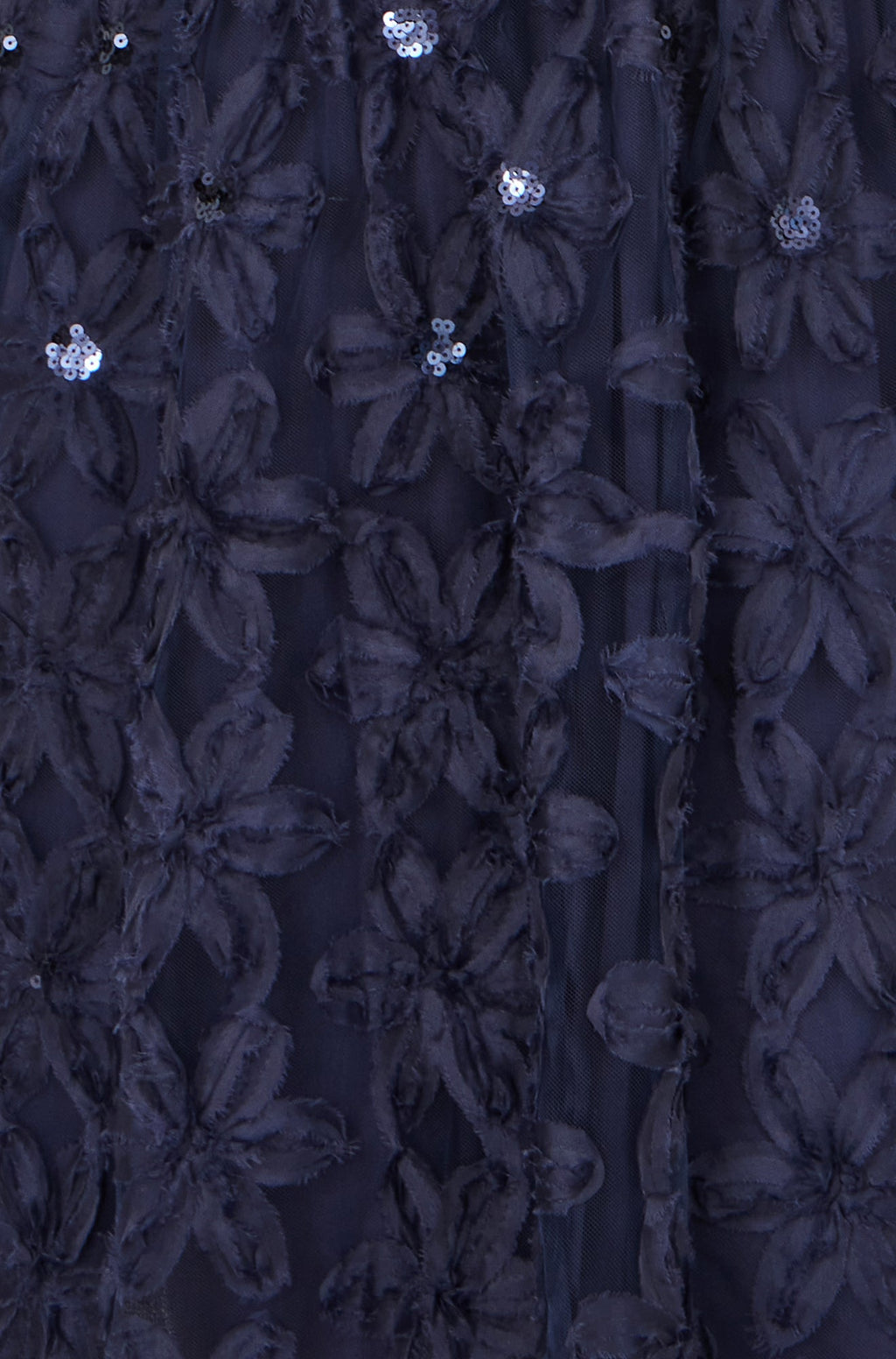 Navy Sequin Detail Floral Applique Skater Dress