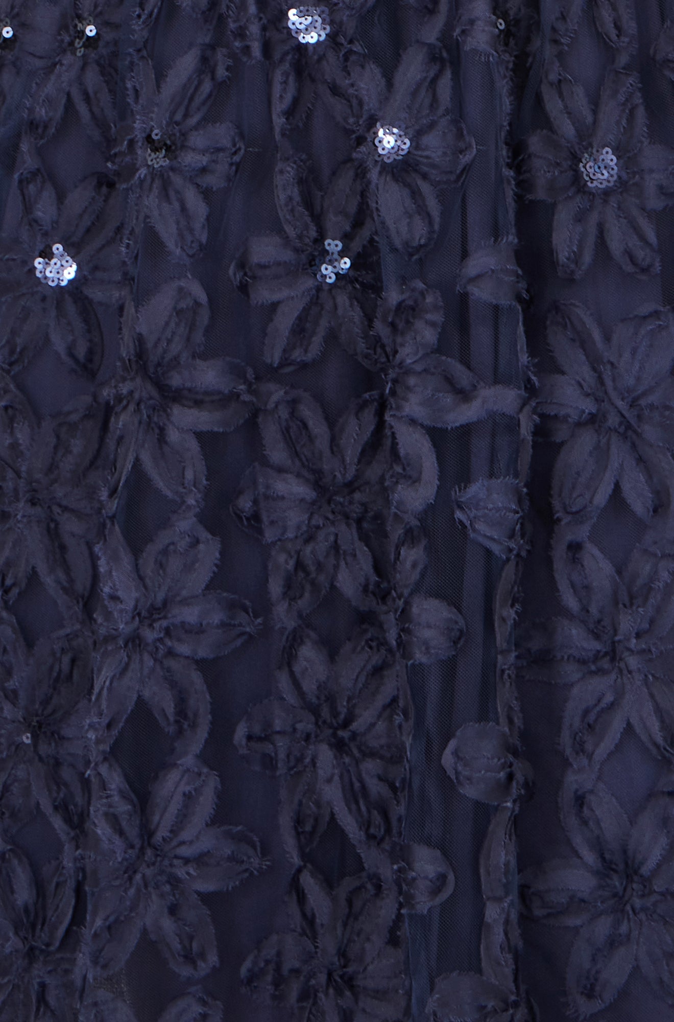 Navy Sequin Detail Floral Applique Skater Dress