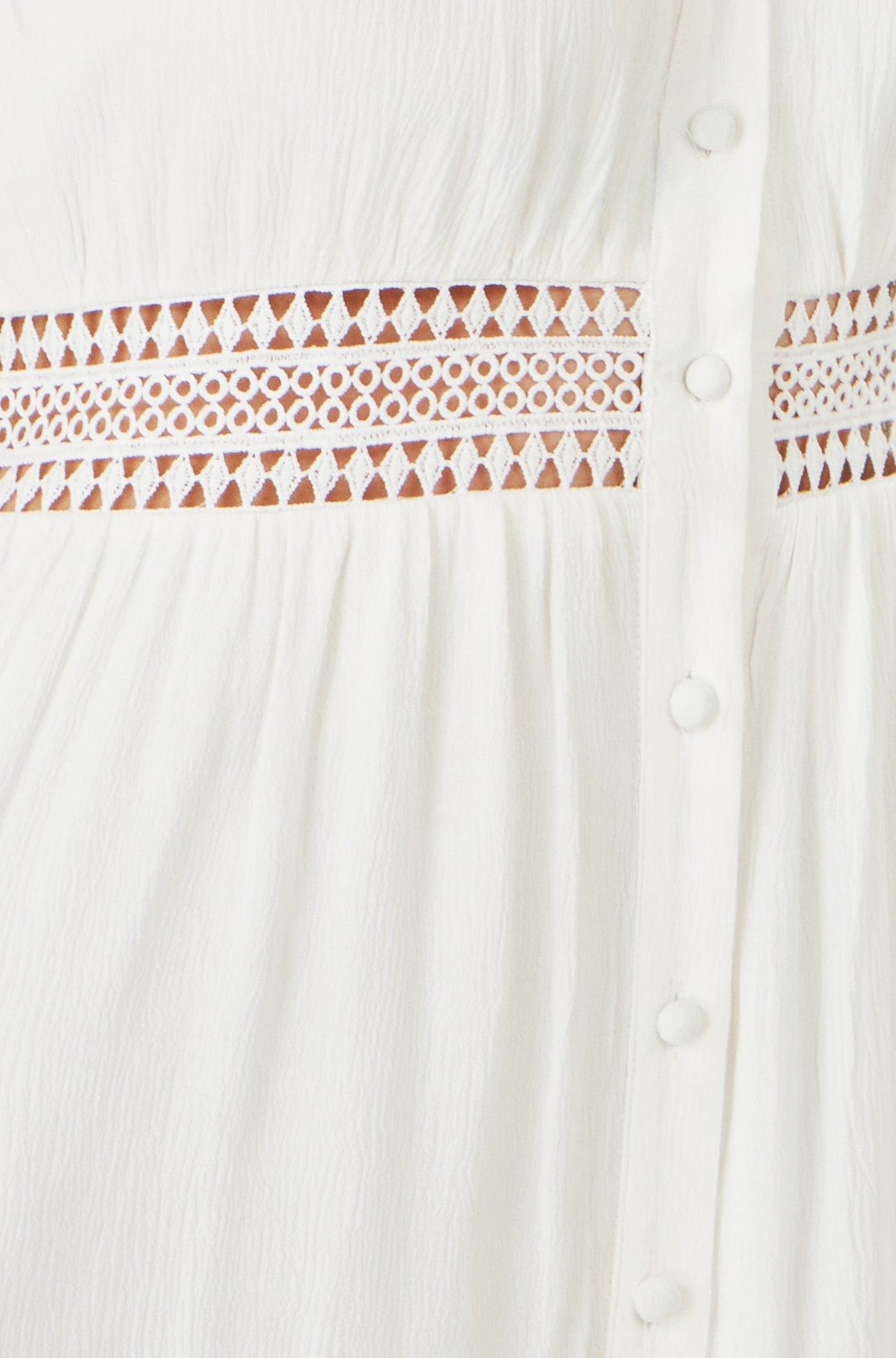 White Cotton Square Neckline Lace Midi Dress
