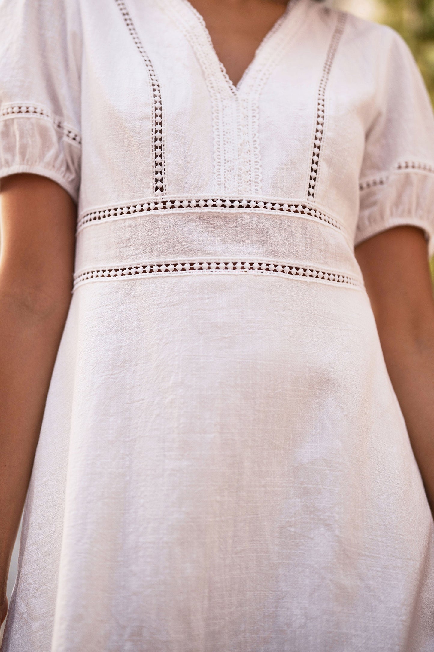 Lace Trim V Neck Dress