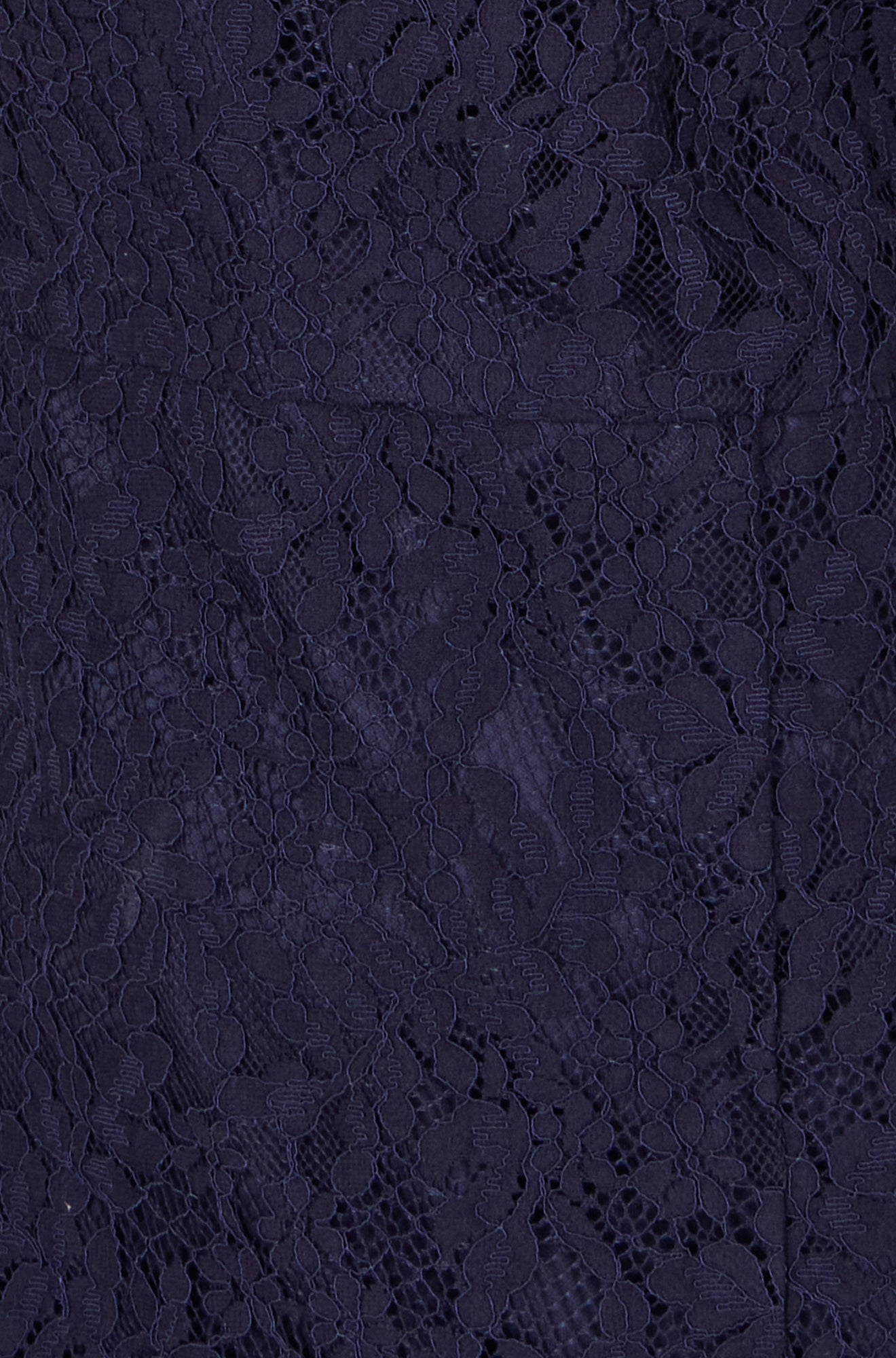 Navy Lace Fitted Midi Dress With Flute Sleeves