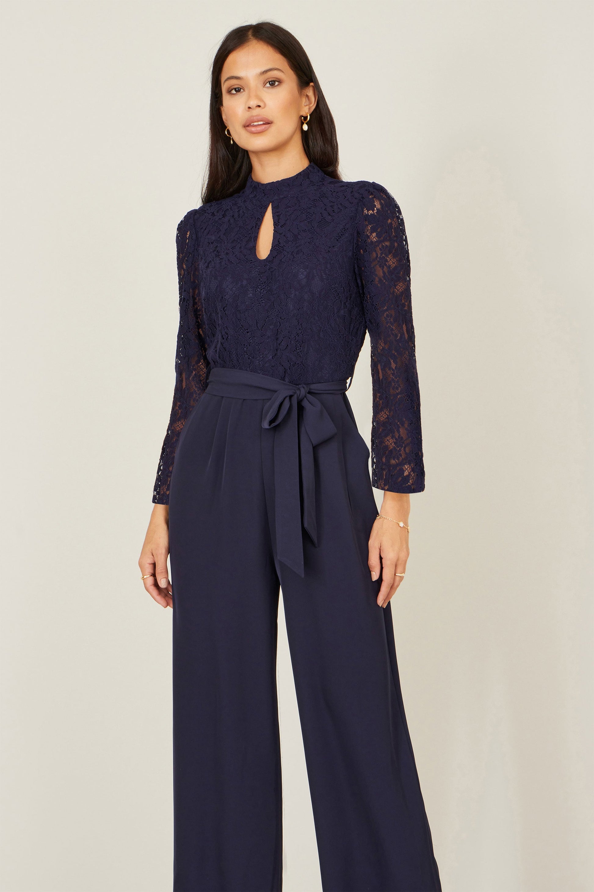 Navy Lace Applique Jumpsuit