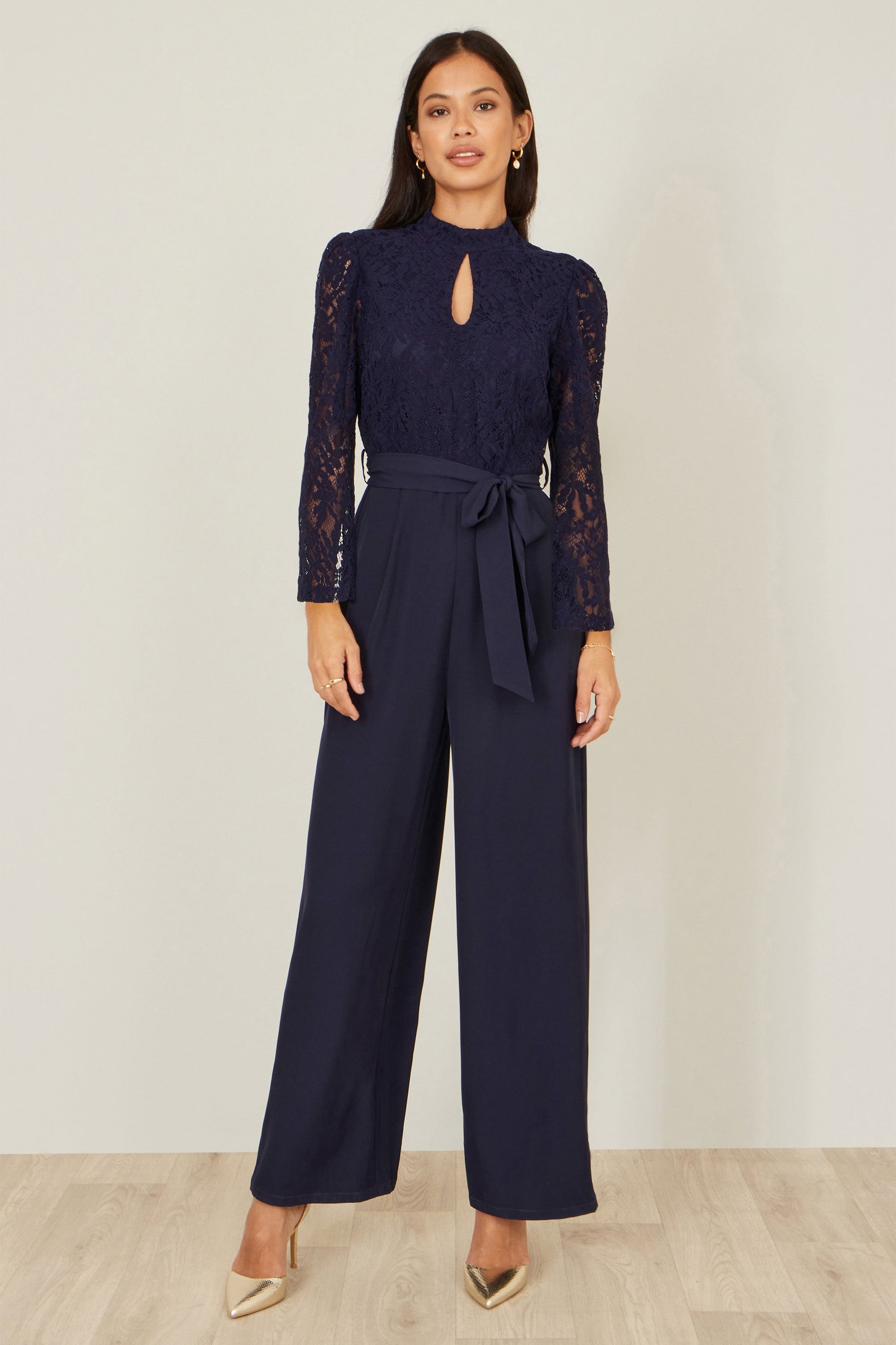 Navy Lace Applique Jumpsuit