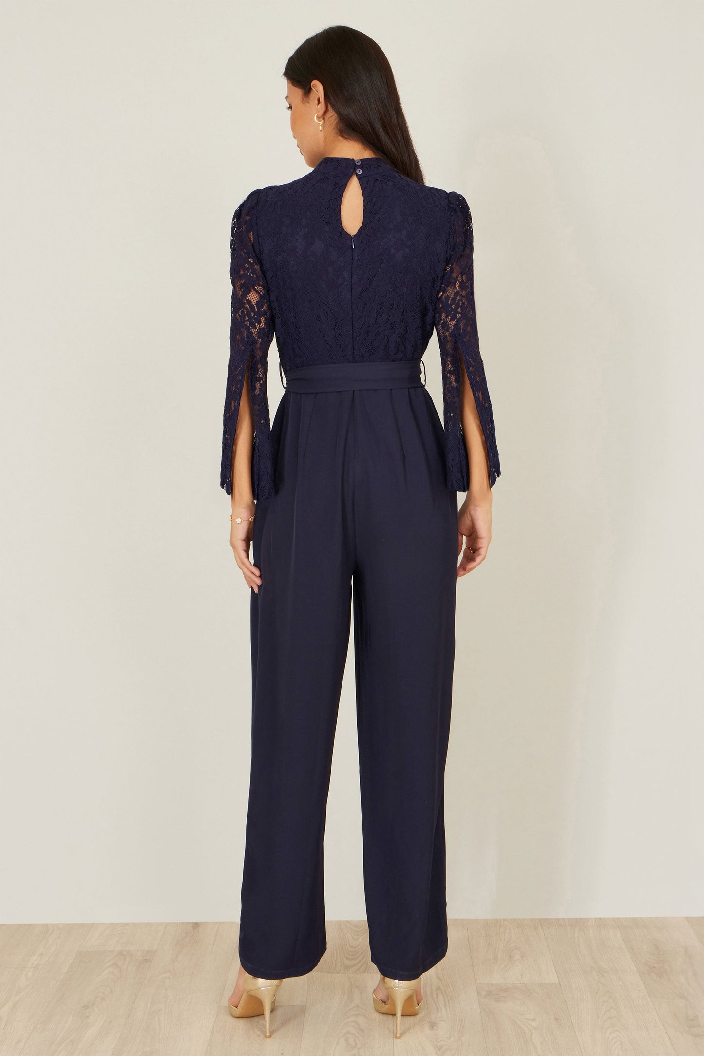 Navy Lace Applique Jumpsuit