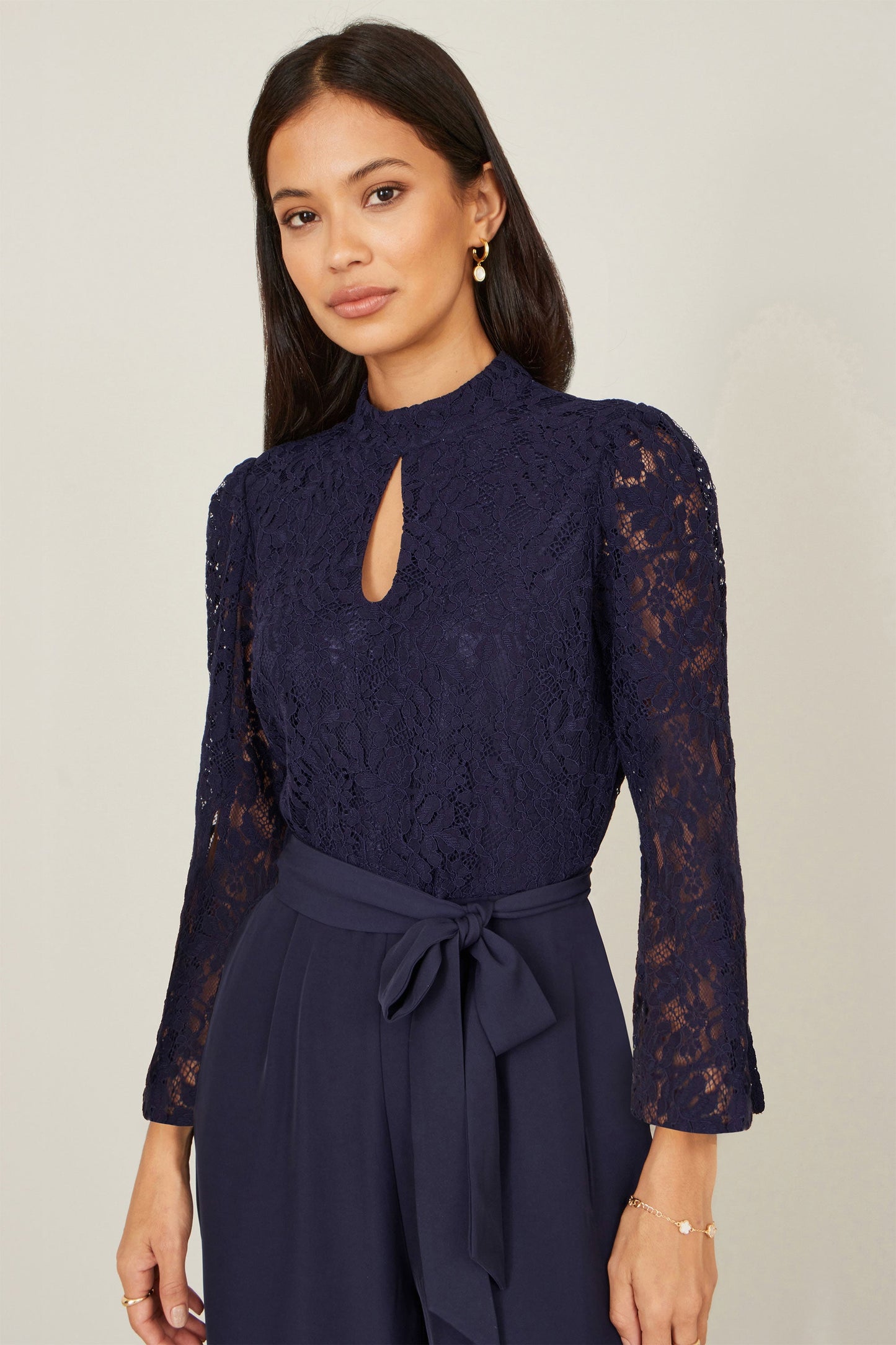Navy Lace Applique Jumpsuit
