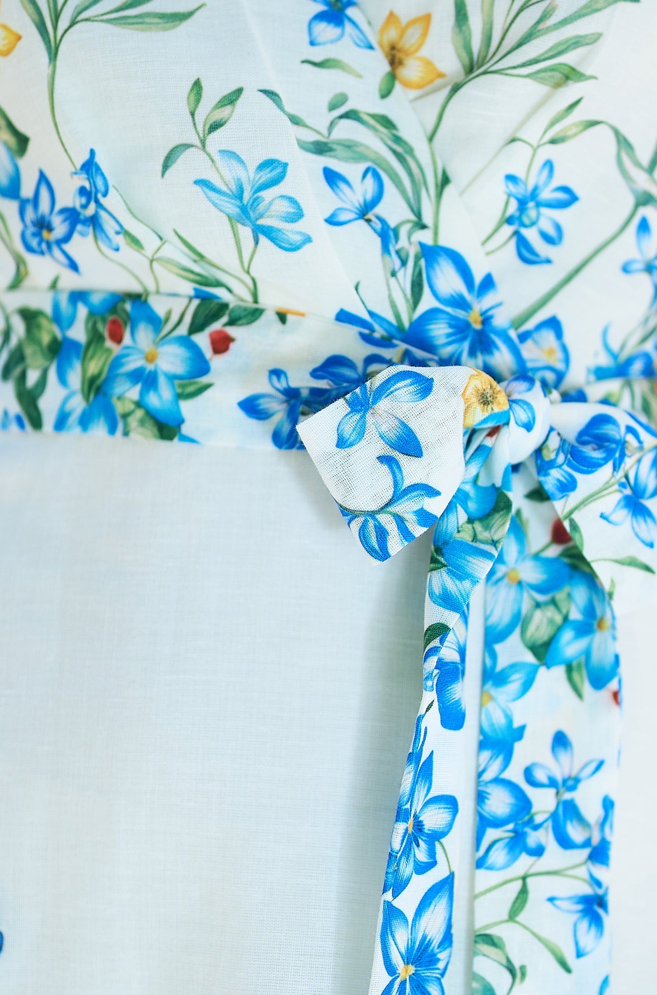 Ivory Butterfly Print Midi Wrap Dress
