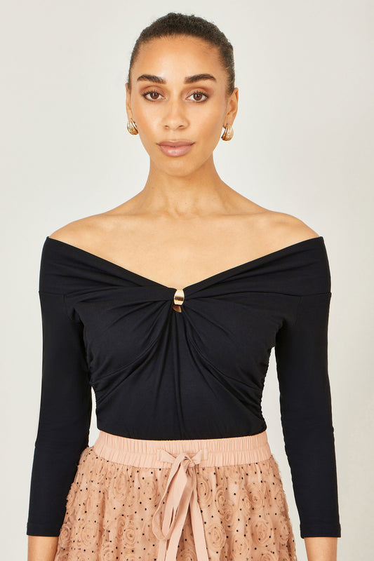 Black Bardot Long Sleeve Top