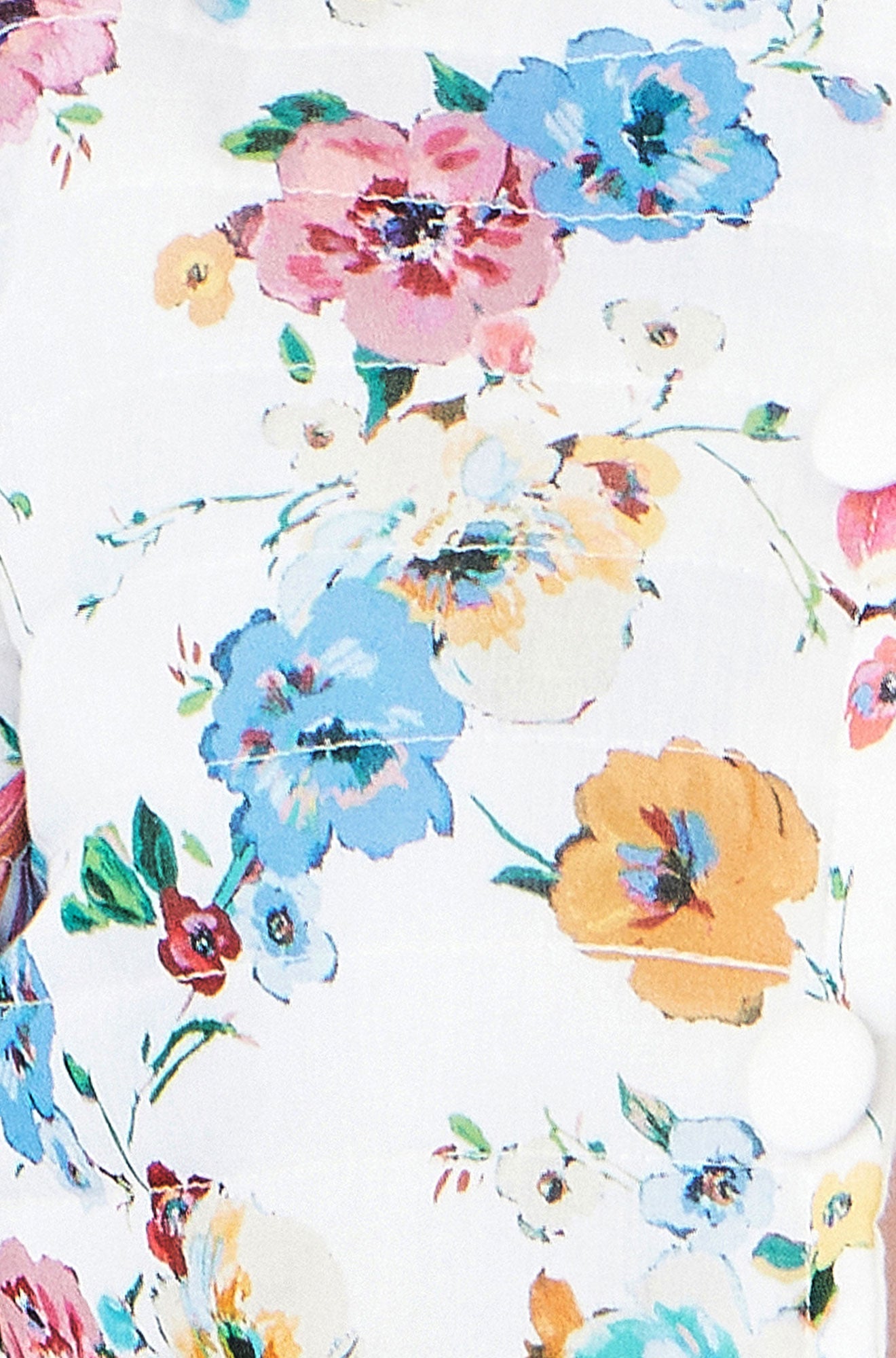 White Floral Embroidery Reversible Cotton Jacket