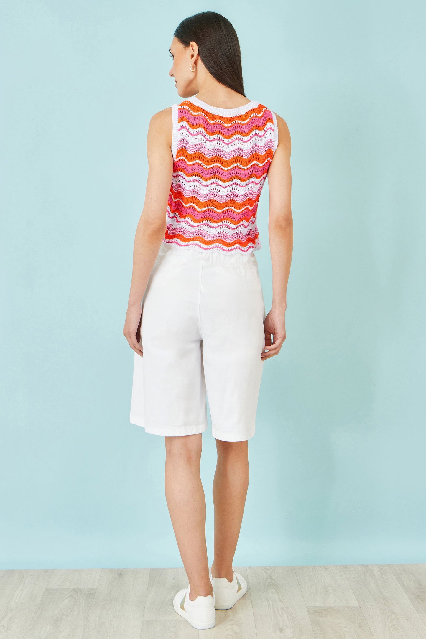 Orange Stripe Crochet Stripe Vest Top