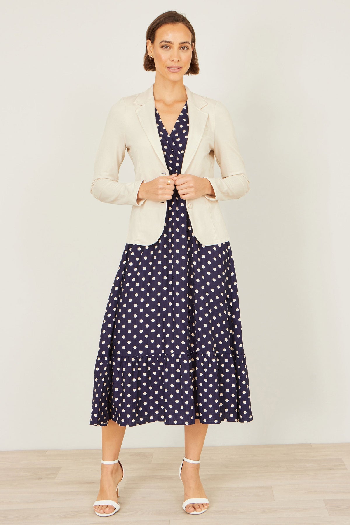 Beige Stretch Cotton Blazer