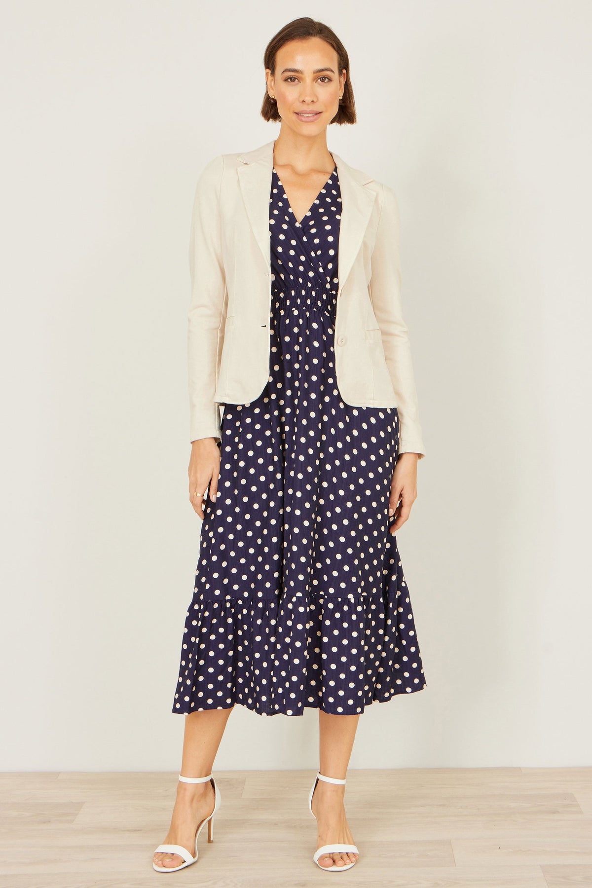 Beige Stretch Cotton Blazer