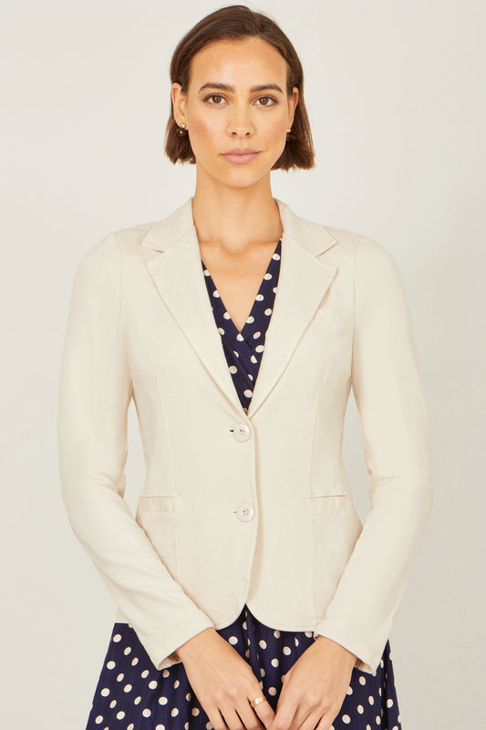 Beige Stretch Cotton Blazer