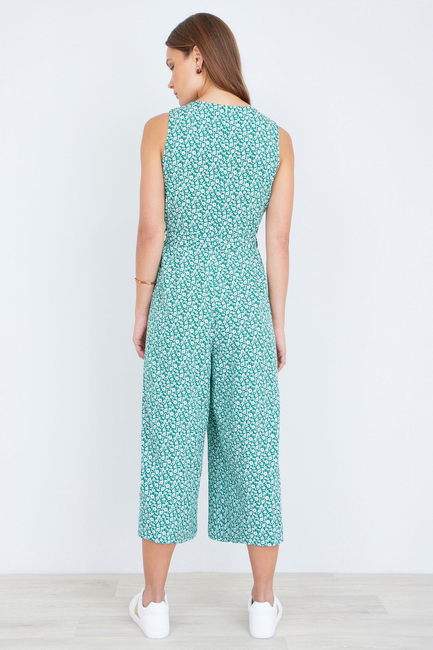 Green Ditsy Culotte Jumpsuit