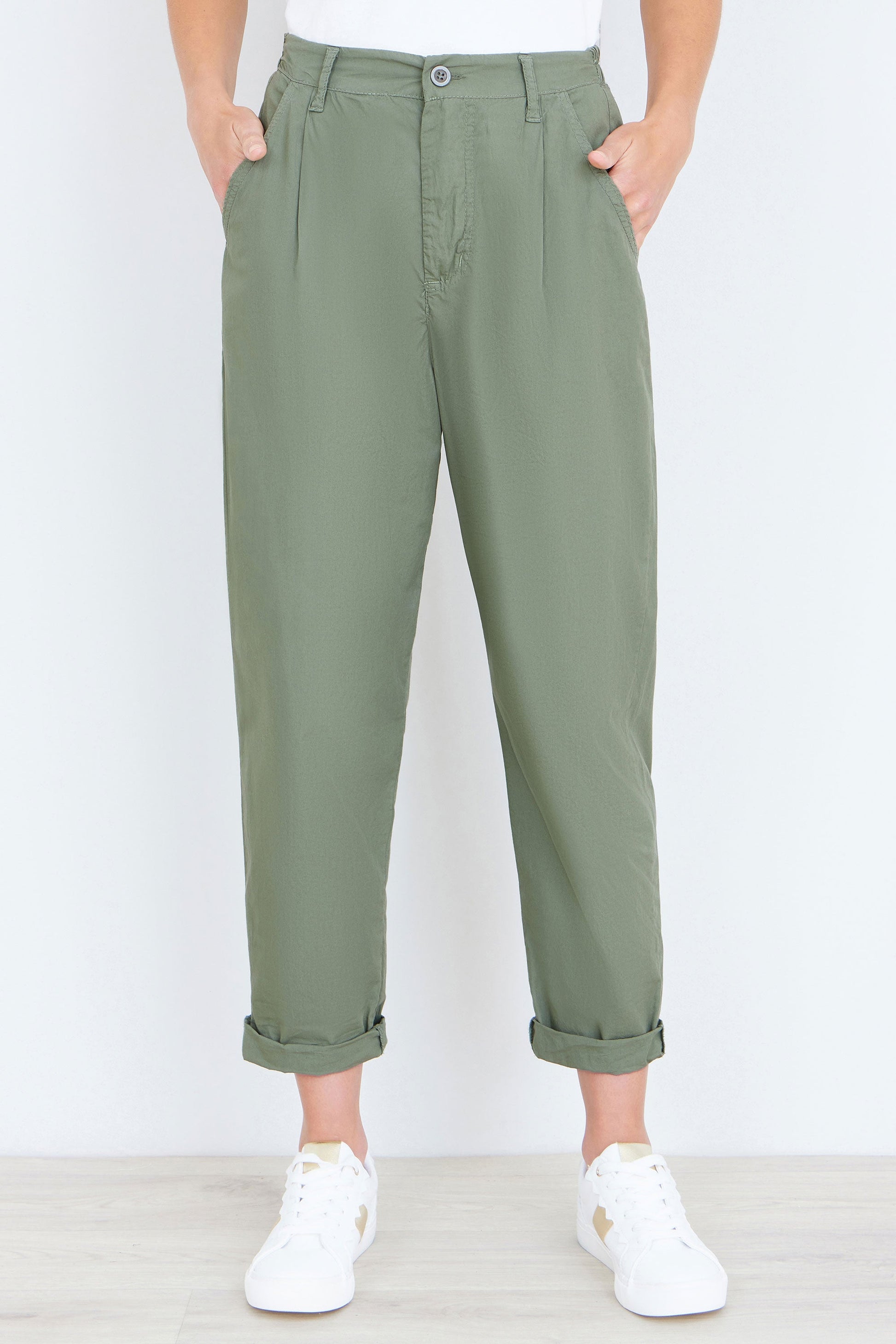 Khaki Cotton Canvas Chino Trousers