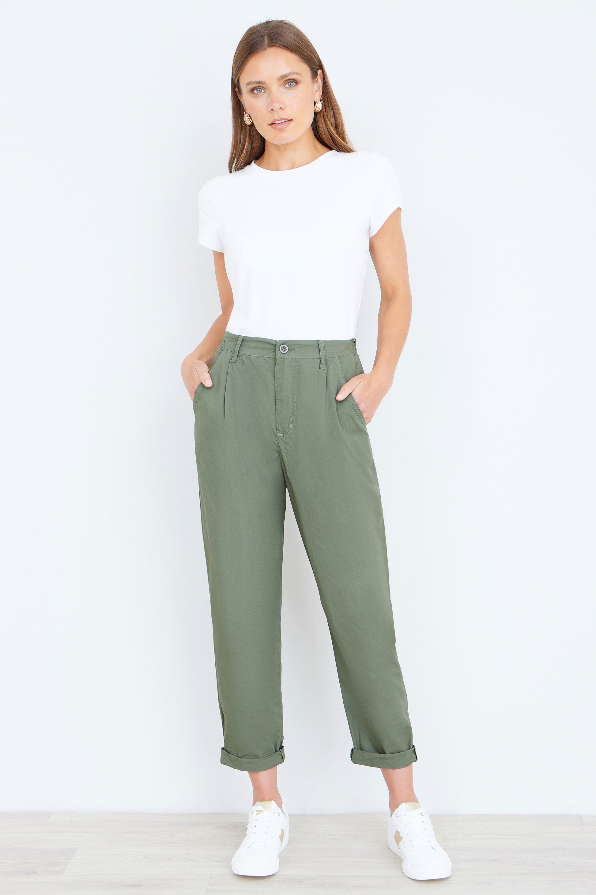 Khaki Cotton Canvas Chino Trousers