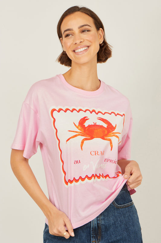Pink Crab Print T Shirt