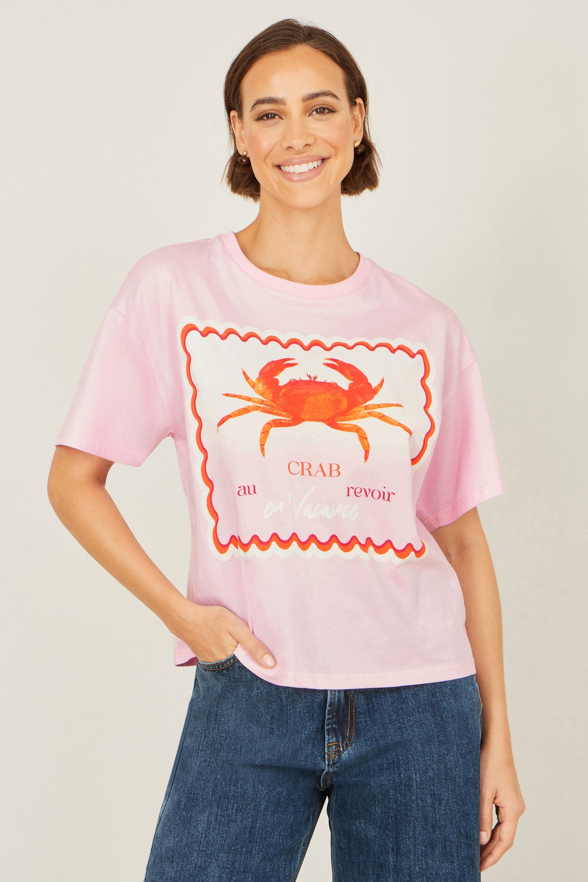 Pink Crab Print T-Shirt
