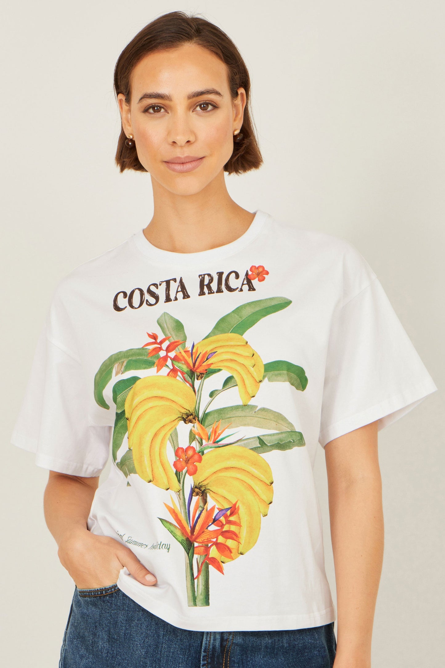 White Costa Rica Cotton T Shirt