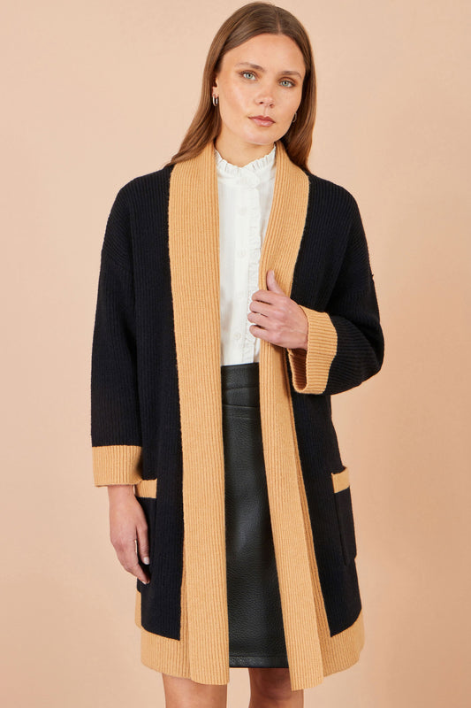 Black Contrast Border Cardigan