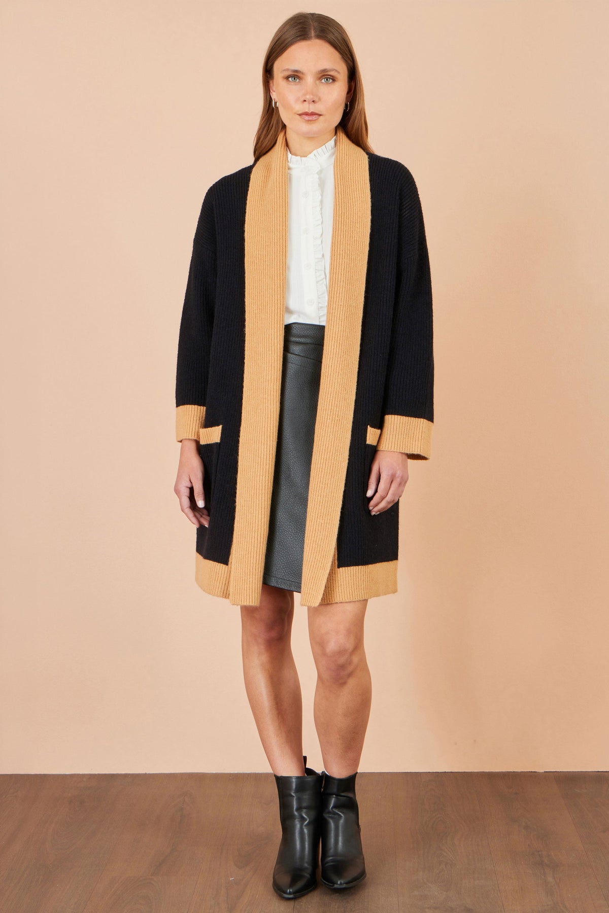 Black Contrast Border Cardigan